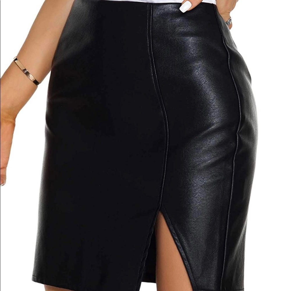 Faux Leather Mini Pencil Skirt